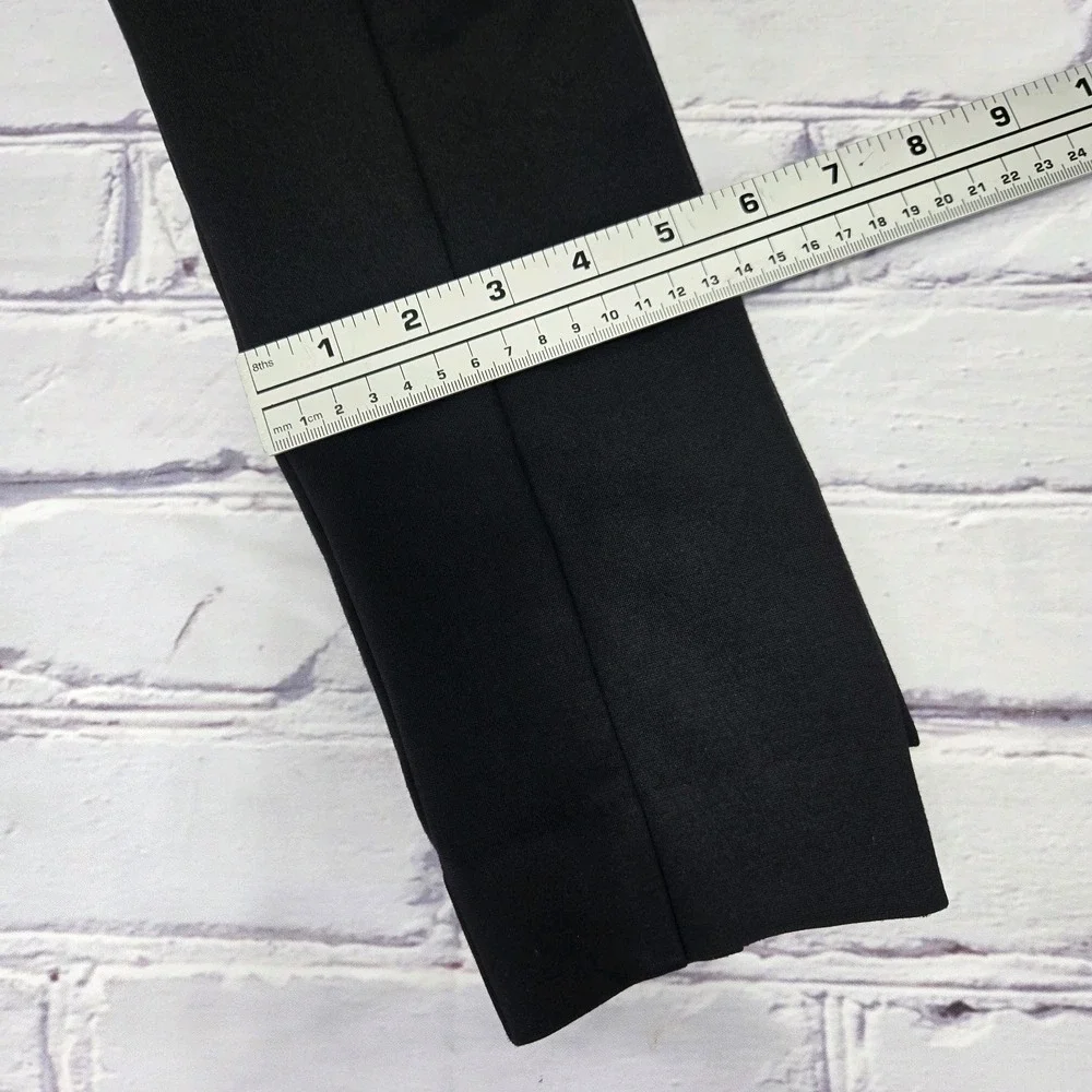 Black Linen Blend Pants Tapered Leg Mid-Rise Waist Casual Women Sz 10‎ Black